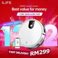 ilife V9 Pro Robot Vacuum Cleaner - Hitam, 33cm x 33cm x 8.2cm, Kapasiti Debu 0.6L