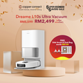 Dreame L10s Pro Ultra - Robot Vacuum Cleaner Putih 35cm x 35cm x 9.7cm, Kapasiti Debu 0.35L, Suction Power 7000Pa
