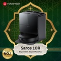 Roborock Saros 10R - Robot Vacuum and Mop, Hitam, Suction Power 22000 Pa, Dual Rubber Brushes, Dual Rotating Liftable Mops