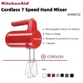 KitchenAid KHMB732 Cordless 7 Speed Hand Mixer - Stainless Steel Turbo Beaters II, Ergonomic Handle, 2.67 Jam Masa Cas