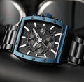 Jam Tangan Pria Evans Jayden 9463 Chronograph Stainless Steel dan Kulit Cokelat Biru