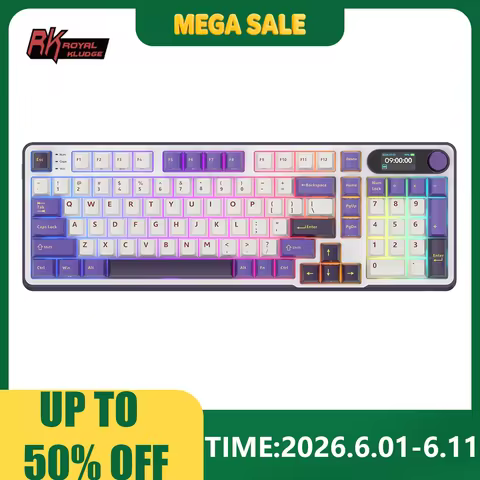 RK ROYAL KLUDGE S98 คีย์บอร์ดไร้สายแบบกลไก 98 คีย์ พร้อมจอแสดงผล TFT RGB