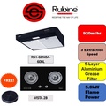 Rubine RSH-GENOA-60BL Slim Cooker Hood 596mm x 500mm x 140mm - Premium Matte Black & Tempered Glass