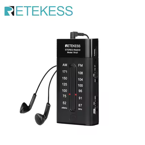 Retekess TR107 - Đài Radio Mini Kích Thước 7x9.5x2.8 cm, Màu Đen
