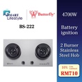 Morgan MBH-GC1122 Dapur Gas 2 Burner, Plat Kaca Tahan Panas 8mm, Hitam