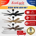Kipas Siling Ecoluxe ECO-878 60" DC Motor dengan Lampu LED 3 Warna dan Pengawal Jarak Jauh