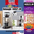 Máy xay cà phê DeLonghi KG521.M - Dung lượng 350g, màu đen, 18 cài đặt xay