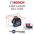 Bosch GLL 3-80 Line Laser Professional - Merah, 4 x AA Batteries, 1 Tahun Jaminan, IP54