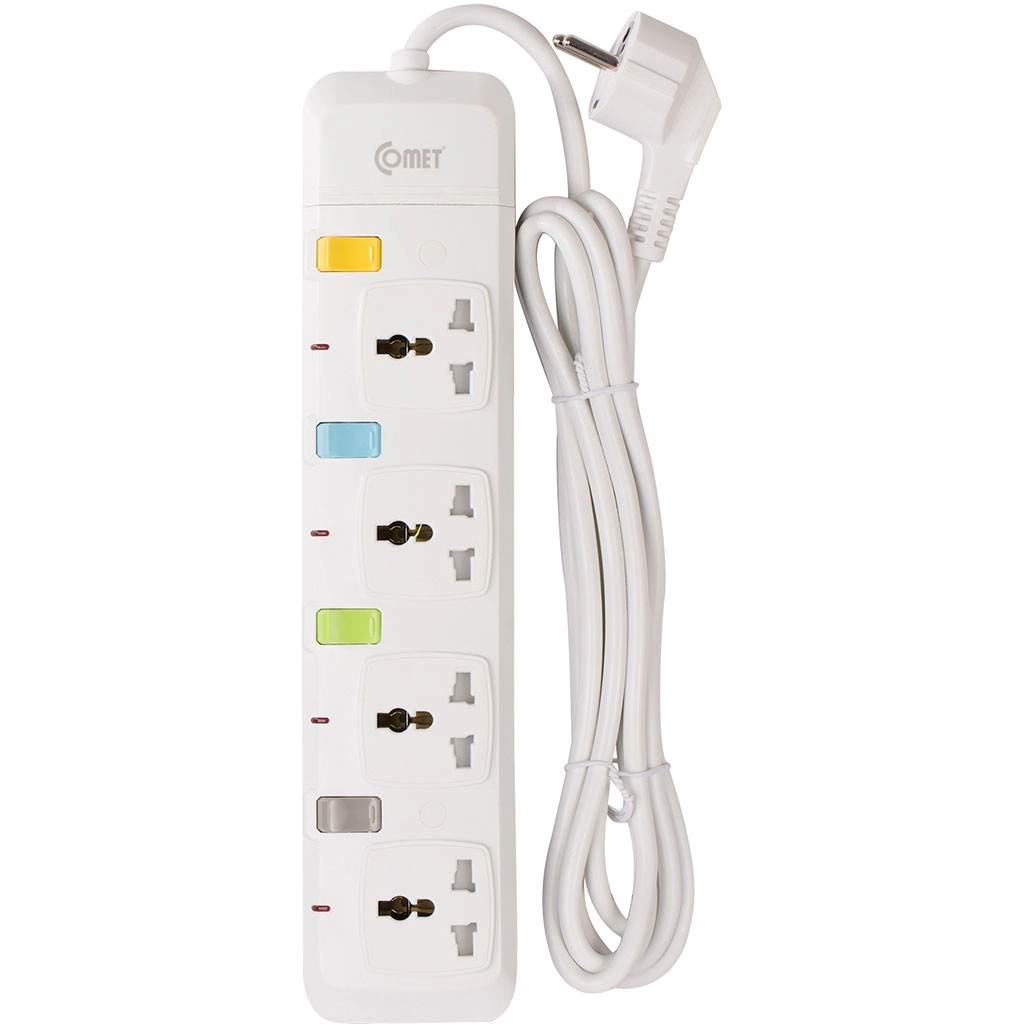 Ổ cắm nối dài Comet CESG2403 - 4 ổ cắm, dây 3m, màu trắng xám