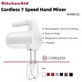 KitchenAid KHMB732 Cordless 7 Speed Hand Mixer - Stainless Steel Turbo Beaters II, Ergonomic Handle, 2.67 Jam Masa Cas
