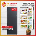 Hitachi R-VG490P8M Peti Sejuk 2 Pintu Kapasiti 443L Warna Kaca Hitam