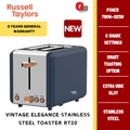 Russell Taylors RT20 Vintage Elegance Stainless Steel Toaster - Biru, 2 Slot, 925W