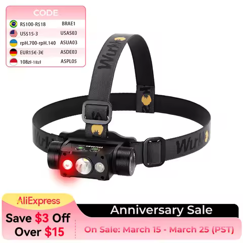 Lampu Kepala Wurkkos HD50 4000lm dengan Fitur Spotlight, Floodlight & Red Light