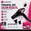 Pengering Rambut HAIRDEPOT Air-Expert 2000W - Hitam, 750g, 3 Tetapan Kecepatan, 2 Tetapan Suhu
