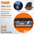 powmr LiFePo4 25.6V 100AH แบตเตอรี่ลิเธียม