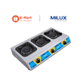 Milux MSS-1233 Gas Stove Dapur 715mm x 390mm x 95mm, 3 Burner Cyclone, Stainless Steel