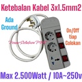 Kabel Extension Stop Kontak Universal 5 Lubang 4x Schuko + 1x Universal Outlet, Kabel 1000mm