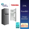 Toshiba GR-RT300WE-PMY Peti Sejuk 2 Pintu Inverter, Kapasiti 270L, Warna Silver Gelap