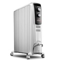 Máy sưởi dầu DeLonghi TRD4 1025 - 10 thanh, màu trắng đen, công suất 1.1-2.5 kW, diện tích 25 m²