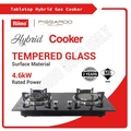 Riino ND2F Dapur Gas Tempered Glass 740mm x 430mm x 80mm, 13.1kg, 2 Burner, Masakan Rumah