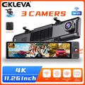 Ekleva 11.26" Car DVR 4K UHD Mirror Dash Cam - Kamera Depan, Cabin & Belakang dengan GPS dan WiFi 5G