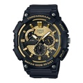 Casio MCW-200H-9AVDF Jam Tangan Pria Retrograde Gold Dial Black Resin Strap