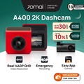 70mai A400 Dash Cam QHD 1440P Dengan Kamera Belakang 1080P, Night Owl Vision & WDR
