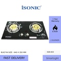 iSONIC IGB-003 Glass Gas Hob 730mm x 410mm, Dapur Rumah