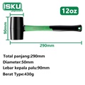 Palu Konde ISKU 1LB Gagang Karet Fiber Hammer/ Ball Pein Hammer