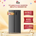 Tủ lạnh Sharp SJ-SBX530V-DS Side by Side 532 lít, Xám đen