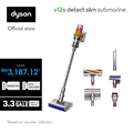 Dyson V12 Detect Slim Absolute Pembersih Vakum Tanpa Wayar Kuning/Nikel 0.35L Kapasiti Debu