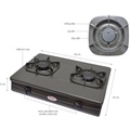 Bếp Gas Dương Rinnai RV-360(G) - Men Đen, Kích thước 60x37.6cm