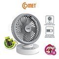 Quạt Sạc Comet CRF1506 7W, Kích thước 200x270x105mm, Màu Trắng - Xám