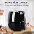 Nồi chiên không dầu Mishio MK165 5.5L - Đen và trắng