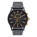 Nixon SENTRY CHRONO A386-1922 クォーツ腕時計 42mm ステンレススチール ブラック文字盤 デプロイメントバックル