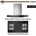Fotile EMS9019 Chimney Hood - Stainless Steel dengan Panel Hitam, Lebar 900mm, Aliran Udara 1400m³/h