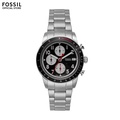 Fossil FS6045 Sport Tourer Chronograph Stainless Steel Watch - 42mm, Hitam, Tali Baja Sterling