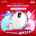 ilife V9 Robot Vacuum - Hitam, 3000 Pa Suction Power, 150 m² Coverage Area, Wi-Fi Enabled with Alexa Support