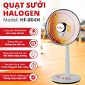 Quạt Sưởi Saiko HF-804H 900W - Bóng Halogen, Hẹn Giờ, Tự Động Ngắt Khi Nghiêng Đổ