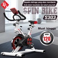 BG SPORT Sepeda Spinning Bike S303 - Merah, Hitam, Putih - Baja Kuat dengan Monitor LED dan Roda Silent