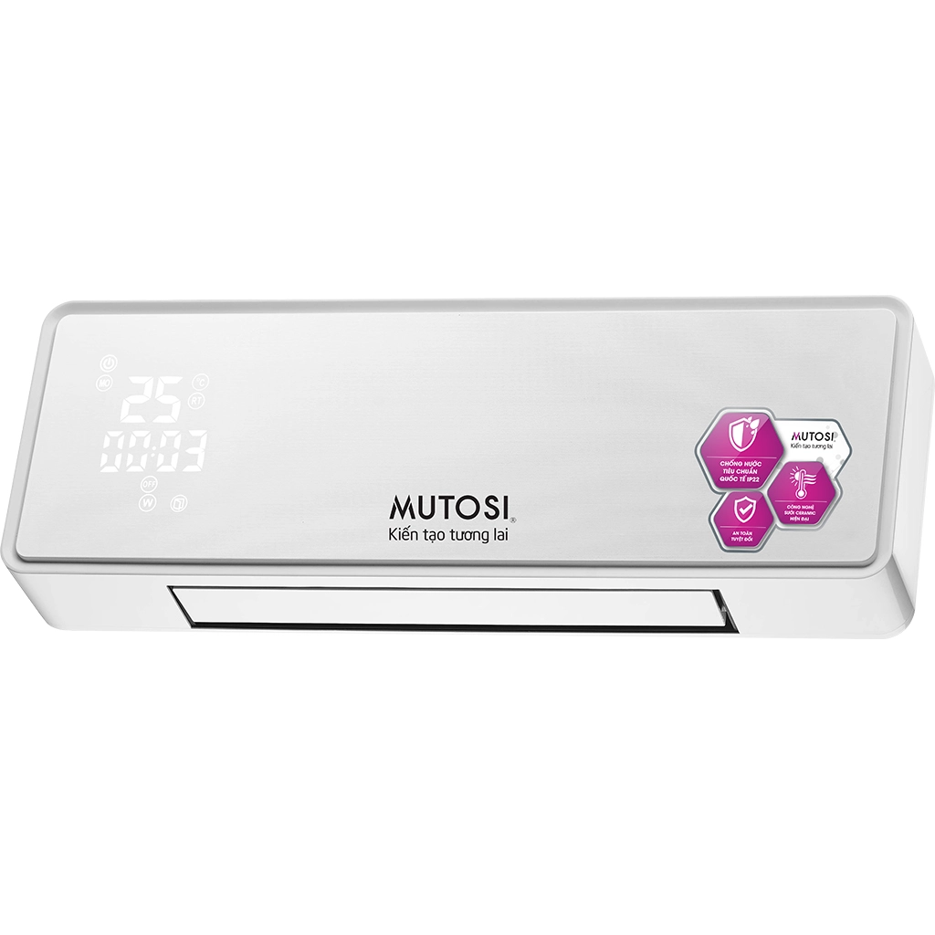 Máy sưởi điều hòa Ceramic Mutosi MCH-2000E - Kích thước 54.2 x 12.3 x 18.7 cm, Trắng