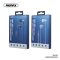 Remax RM-202 In-Ear Headphone - Hitam & Putih, 14.2mm Composite Diaphragm Driver, Bateri Tahanan Panjang