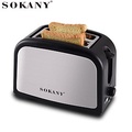 Máy nướng bánh mì sandwich Sokany HJT 008s - Bạc Đen, 2 khe nướng, 800W