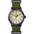 Timex Expedition Scout 40mm Jam Tangan Analog Lelaki - Hitam, Mineral Glass, Leather Strap