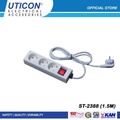 Uticon ST-2388 Stop Kontak 4 Lubang Kabel 1.5M Putih - Pengaman Soket dan Saklar
