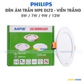 Đèn LED âm trần MPE DLT2 - 5W/7W/9W/12W, Viền Trắng/Bạc, Ánh Sáng Đa Dạng