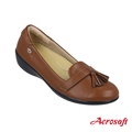 Aerosoft CW3132 รองเท้าคัทชูผู้หญิง หนังไมโครไฟเบอร์ สี Red Wine / Brown