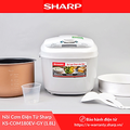Nồi cơm điện tử Sharp KS-COM180EV-GY 1.8 lít, màu trắng xám