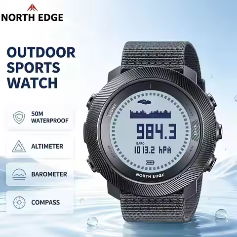 NORTH EDGE APACHE-D นาฬิกาดำน้ำดิจิตอลผู้ชาย กันน้ำ 100ม. ตัวเรือนไนลอน+ไฟเบอร์กลาส 49.8มม.