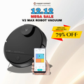 Viomi V2 MAX Robot Vacuum & Mop - Sistem Pembersihan Otomatis dengan Navigasi Laser LDS 35cm x 9.45cm, 3.6kg